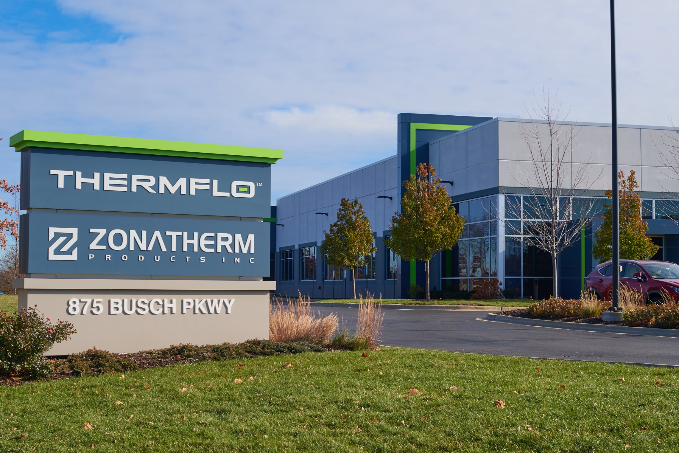 Exterior of Zonatherm and ThermFlo office building located in Buffalo Grove, IL
